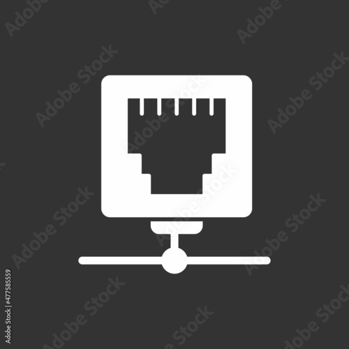 Ethernet Glyph Inverted Vector Icon Design