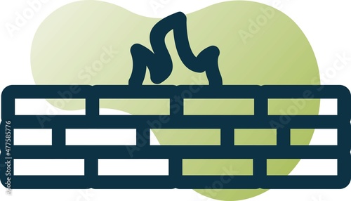 Firewall Line Bubble Gradient Vector Icon Design