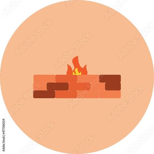 Firewall Flat Circle Vector Icon Design