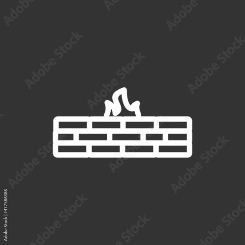 Firewall Line Inverted Vector Icon Design
