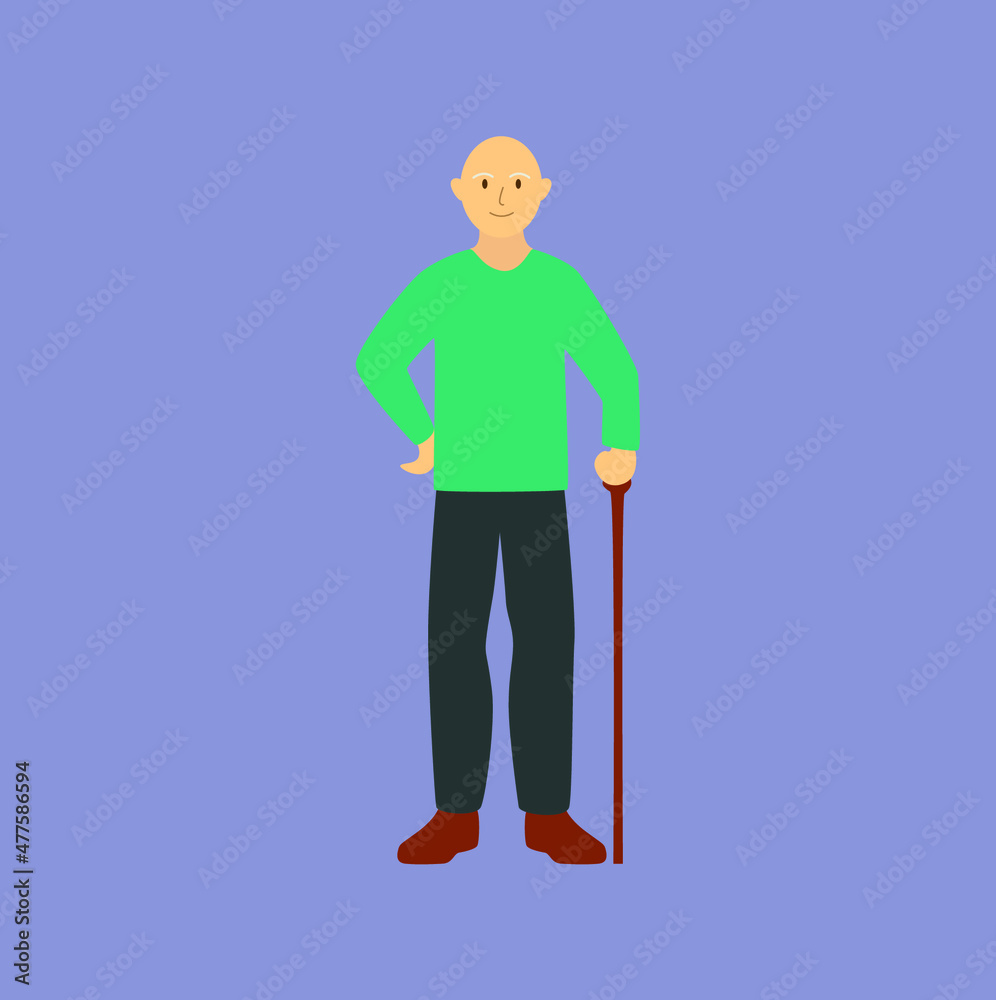 Grandpa Cartoon Flat Vector Illustration Grandpa Cartoon Flat Vector Illustration