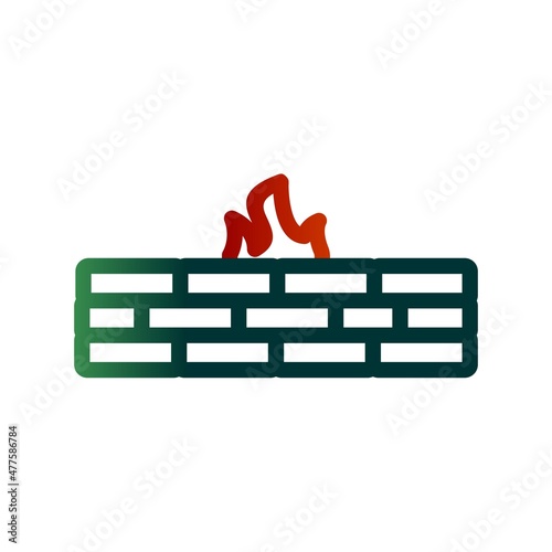 Firewall Line Gradient Vector Icon Design