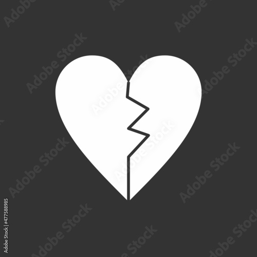 Broken Heart Glyph Inverted Vector Icon Design