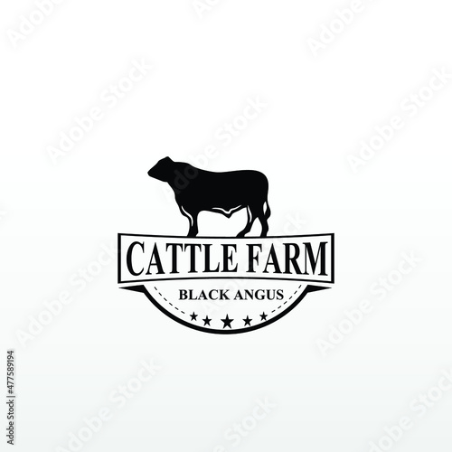 illustration of a Angus cattle farm logo design Fototapeta