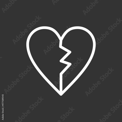 Broken Heart Line Inverted Vector Icon Design