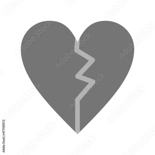 Broken Heart Flat Grey Scale Vector Icon Design