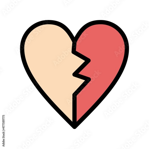 Broken Heart Line Filled Vector Icon Design