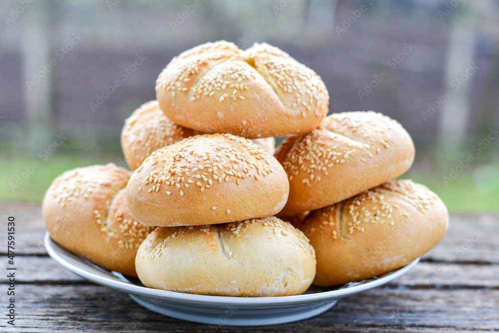 Home made  bread buns with sesame seeds 
