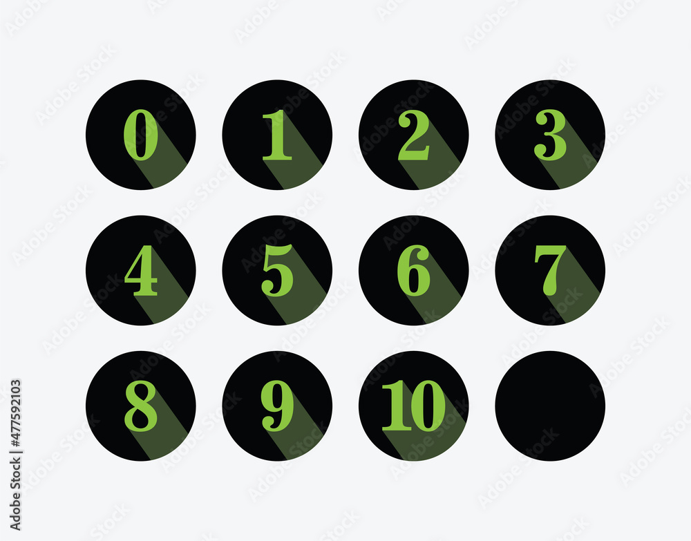Green number in circle from zero to ten vector illustration. Green number in circle from zero to ten vector illustration.