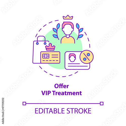 Offer vip treatment concept icon. Exclusive membership. Customer service abstract idea thin line illustration. Isolated outline drawing. Editable stroke. Roboto-Medium, Myriad Pro-Bold fonts used