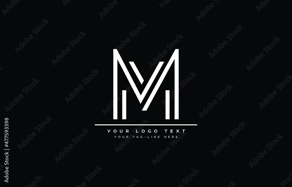 Initial M letter logo design with black background