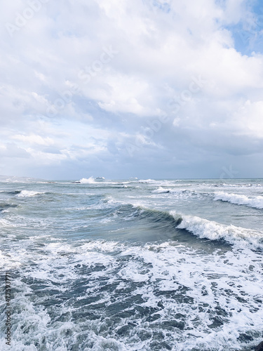 Cloudy and stormy sea scape, natural colors, natural background