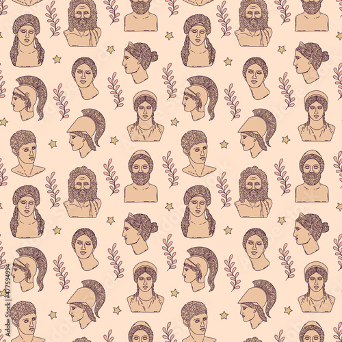 pattern with greek sculptures