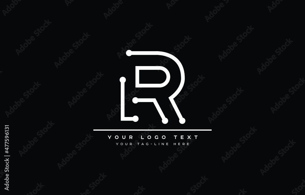 Initial RD letter logo design with black background