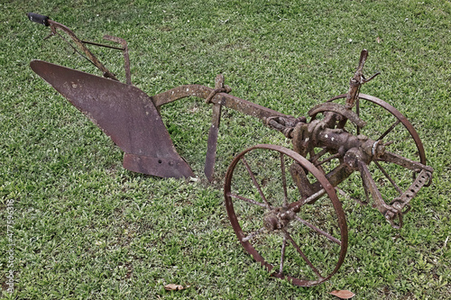 vintage metallic plow