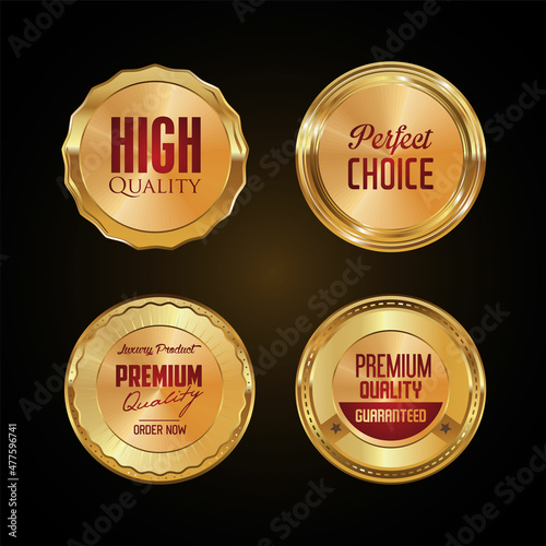 Sale and high quality retro labels and badges golden collection