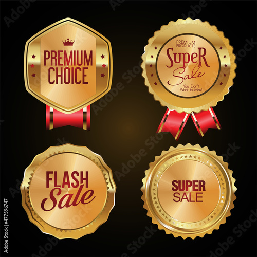 Sale and high quality retro labels and badges golden collection