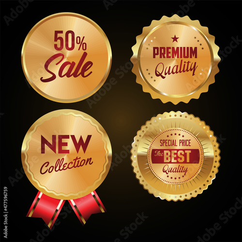 Sale and high quality retro labels and badges golden collection