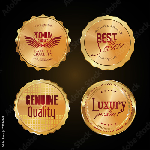 Sale and high quality retro labels and badges golden collection