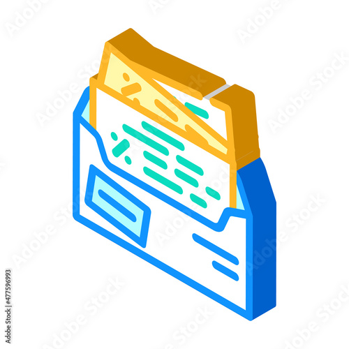newsletter with promotion and coupon isometric icon vector. newsletter with promotion and coupon sign. isolated symbol illustration