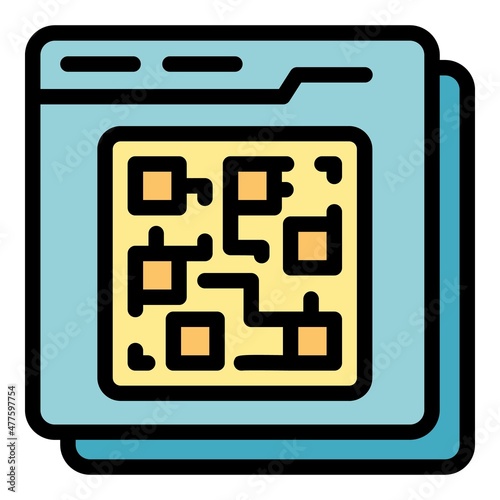 Qr code icon. Outline qr code vector icon color flat isolated