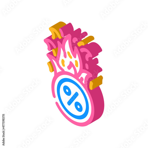 burning price isometric icon vector. burning price sign. isolated symbol illustration