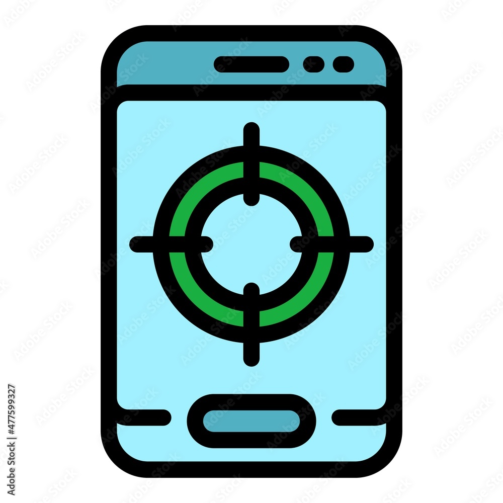 Phone target icon. Outline phone target vector icon color flat isolated Phone target icon. Outline phone target vector icon color flat isolated