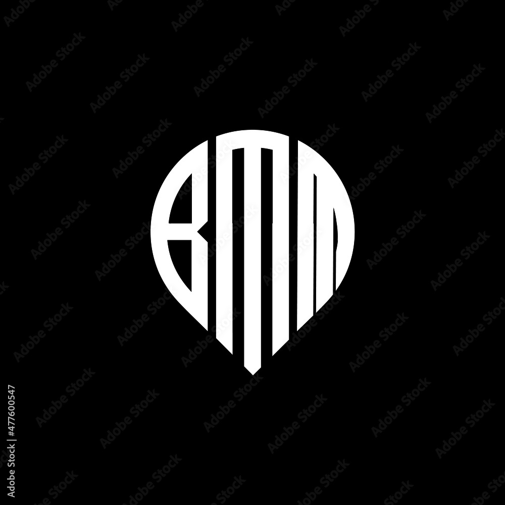 BMM letter logo design on black background. BMM circle letter logo design with ellipse shape