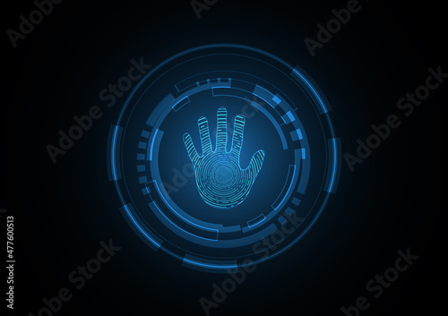 Technology abstract future hand scan security circle background vector illustration