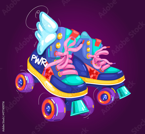 Roller skate girls cartoon vector colorful illustration 