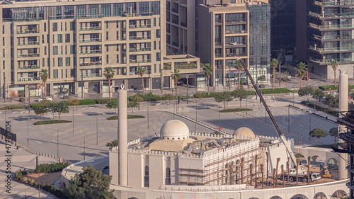 City Walk district timelapse from above, new urban area in Dubai downtown. photo