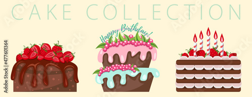 Сakes сollection. Various birthday cakes. Birthday