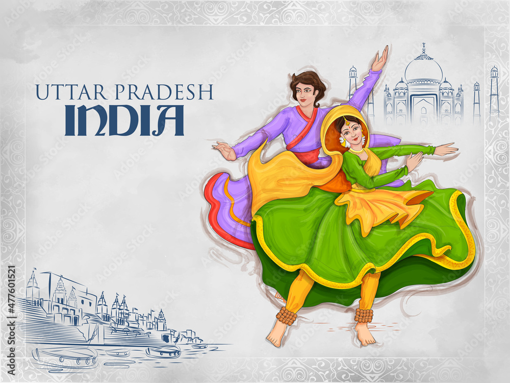 Couple Performing Kathak Dance Traditional Folk Dance Of Uttar Pradesh couple-performing-kathak-dance-traditional-folk-dance-of-uttar-pradesh