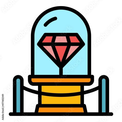 Diamond auction icon. Outline diamond auction vector icon color flat isolated