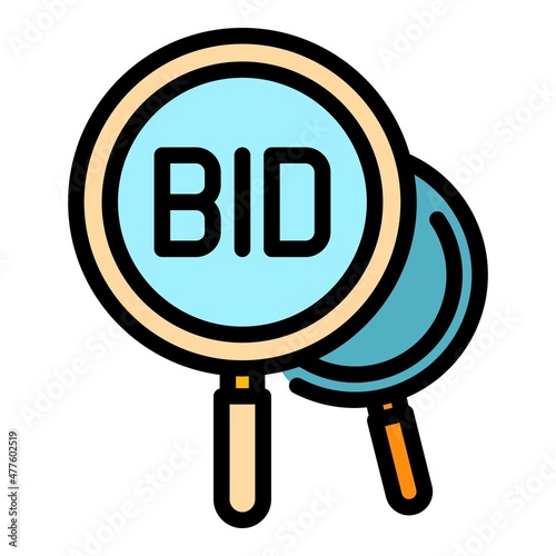 Bidding icon. Outline bidding vector icon color flat isolated