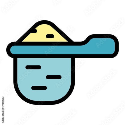 Sport nutrition powder spoon icon. Outline sport nutrition powder spoon vector icon color flat isolated