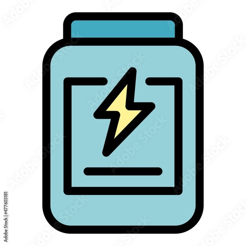 Sport nutrition energy jar icon. Outline sport nutrition energy jar vector icon color flat isolated