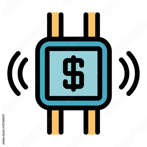 Mobile payment icon. Outline mobile payment vector icon color flat isolated