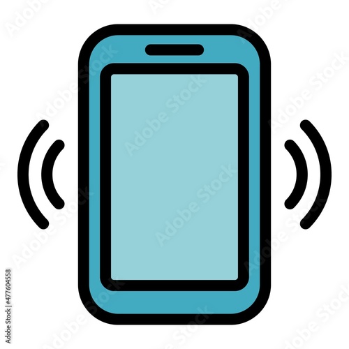 Phone payment icon. Outline phone payment vector icon color flat isolated