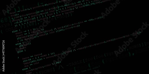 Computer script code. Programming screen of software developer. Program code background. Modern technology backdrop for advertisements. © Jakub