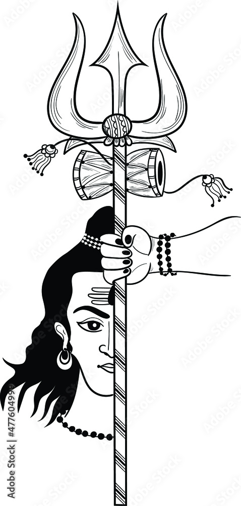 Indian wedding clip art, lord Shiva Trishul with Damru and indian lord shiva mouth black and white clip art line drawing illustration. Indian religious style tattoo design, shivratri clip art. Stock Vector | Indian wedding clip art, lord Shiva Trishul with Damru and indian lord shiva mouth black and white clip art line drawing illustration. Indian religious style tattoo design, shivratri clip art. Stock Vector |