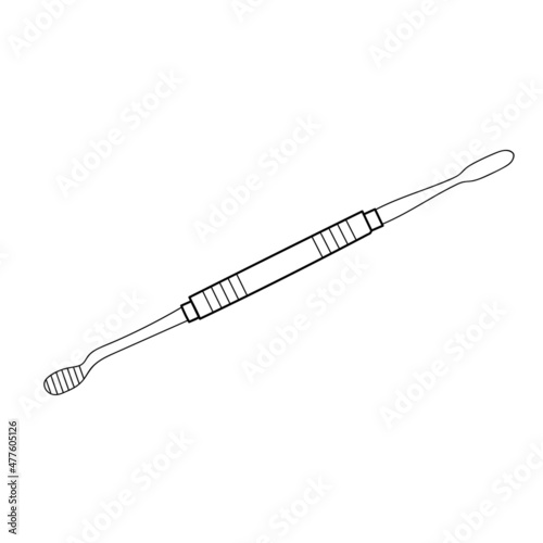 Freehand sketchy line art of dental instrument silhouette. Medical instruments. Isolated vector illustration.