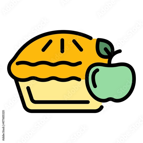 Home apple pie icon. Outline home apple pie vector icon color flat isolated