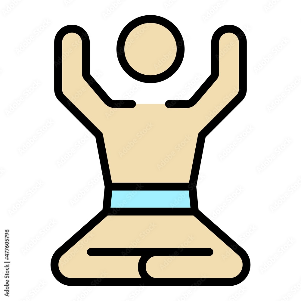 Morning meditation icon. Outline morning meditation vector icon color flat isolated Morning meditation icon. Outline morning meditation vector icon color flat isolated