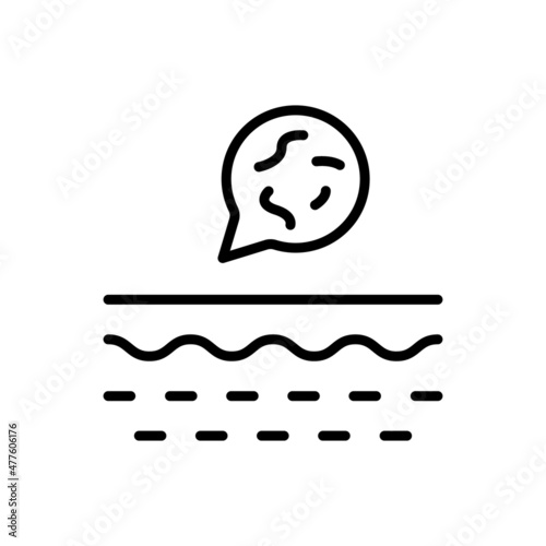 Bacteria on Skin Line Icon. Skin Layer with Microbes Flora Linear Pictogram. Microorganisms on Structure of Dermis Outline Icon. Editable Stroke. Isolated Vector Illustration