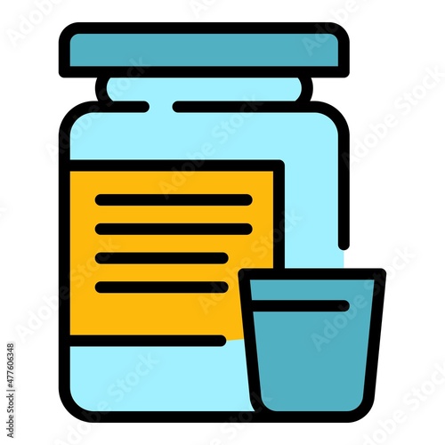Protein jar icon. Outline protein jar vector icon color flat isolated