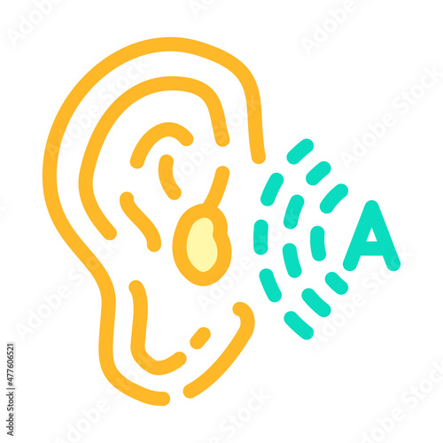 noise listening ear color icon vector. noise listening ear sign. isolated symbol illustration