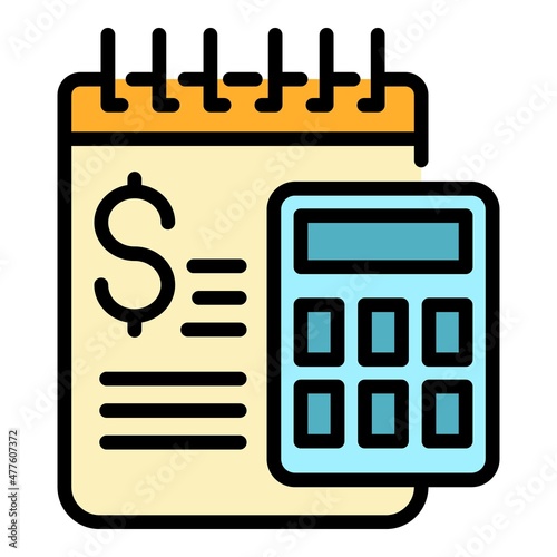 Mentor money calculator icon. Outline mentor money calculator vector icon color flat isolated