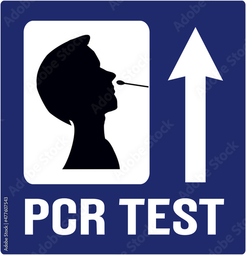 A sign indicating the location of the pcr test . REAL TIME PCR test. covid-19 photo
