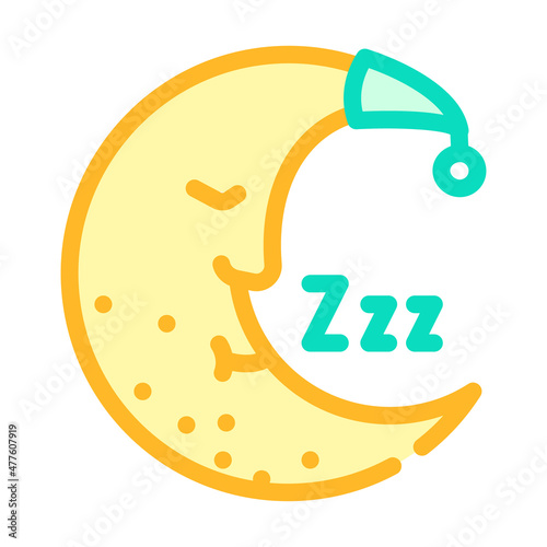 moon sleeping color icon vector. moon sleeping sign. isolated symbol illustration